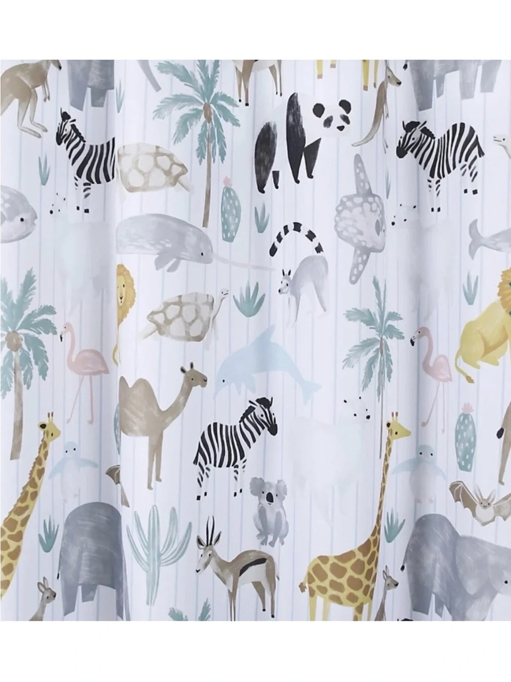 Zoo Animals Multicolor Print Fabric Shower Curtain 70 x 72 - The Big One - New